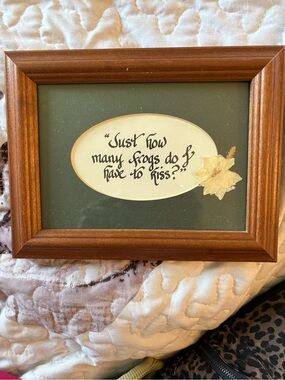 Framed Wood Wall Art with Quote - Brown Frame, Green Mat